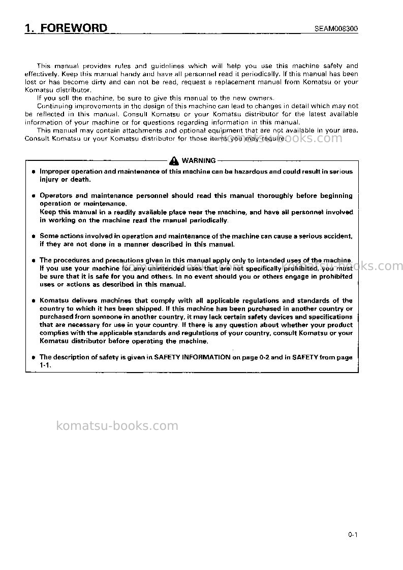 Komatsu d375a-2jpn Operation manual cover Page 2 Komatsu d375a-2jpn Operation manual cover Page 2