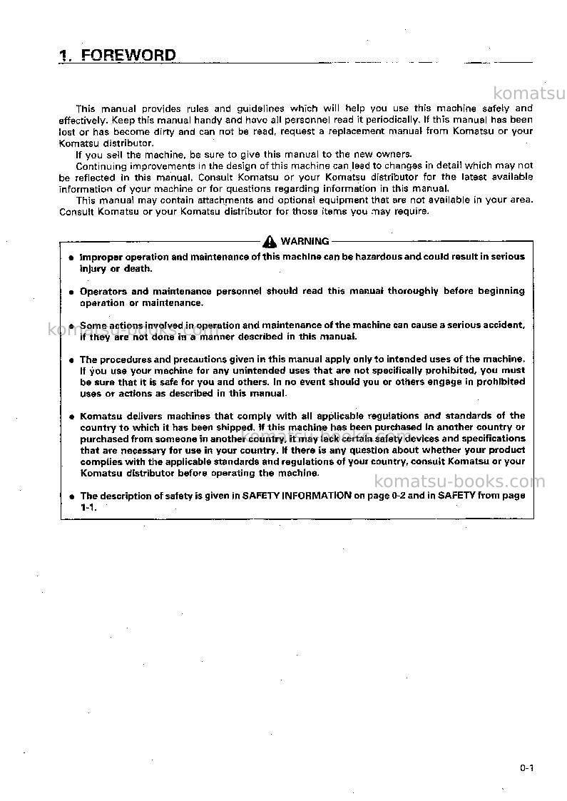 Komatsu jv40dw-3jpn Operation manual cover Page 2 Komatsu jv40dw-3jpn Operation manual cover Page 2