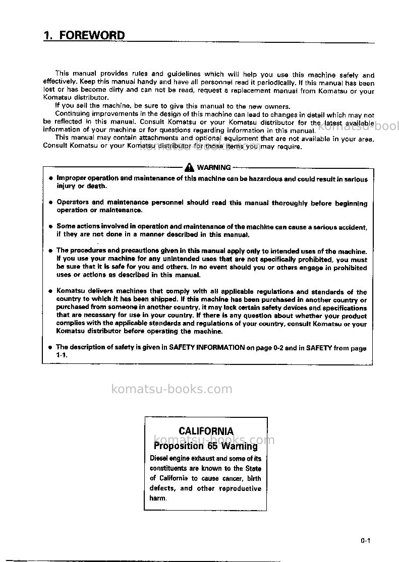 Komatsu jv40cw-3jpn Operation manual cover Page 2 Komatsu jv40cw-3jpn Operation manual cover Page 2