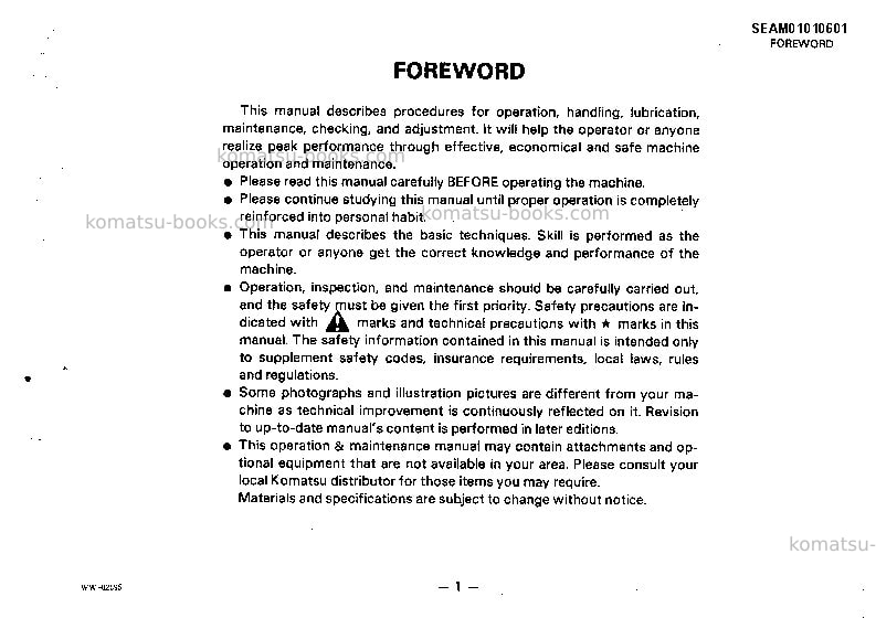 Komatsu d20pll-6jpn Operation manual cover Page 2 Komatsu d20pll-6jpn Operation manual cover Page 2