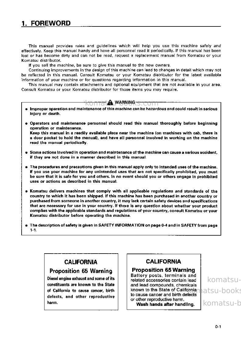 Komatsu sk815-5ita-turbo Operation manual cover Page 2 Komatsu sk815-5ita-turbo Operation manual cover Page 2
