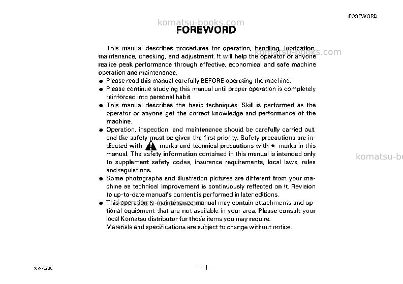 Komatsu d31q-18jpn Operation manual cover Page 2 Komatsu d31q-18jpn Operation manual cover Page 2