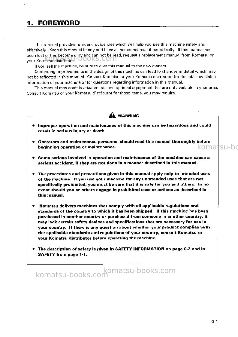 Komatsu wt500e-1jpn Operation manual cover Page 2