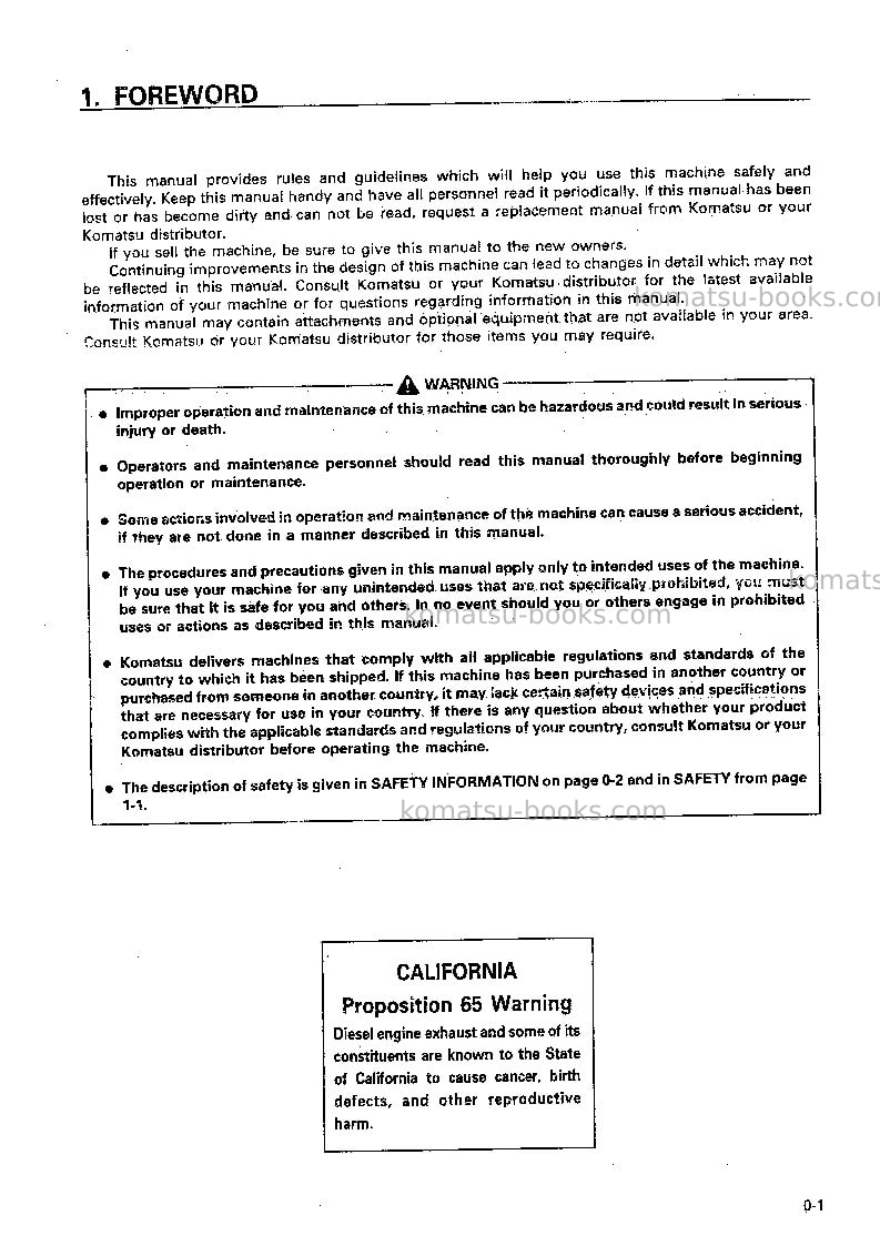 Komatsu br100j-1jpn Operation manual cover Page 2