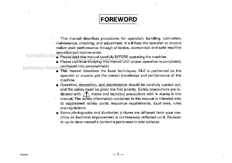 Komatsu d50f-17jpn Operation manual cover Page 2 Komatsu d50f-17jpn Operation manual cover Page 2