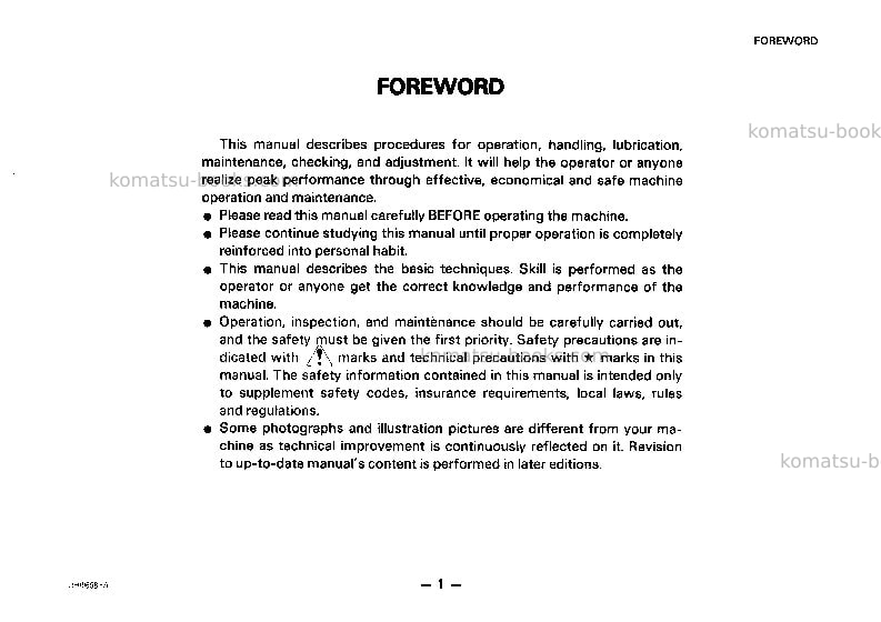 Komatsu d60pl-8jpn Operation manual cover Page 2