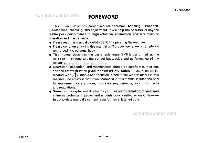 Komatsu d65a-8jpn Operation manual cover Page 2 Komatsu d65a-8jpn Operation manual cover Page 2