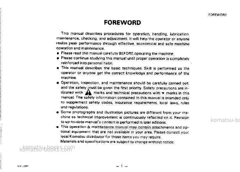 Komatsu d85a-21jpn-b Operation manual cover Page 2