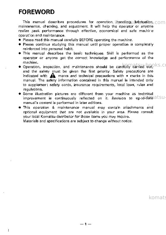 Komatsu d135a-2jpn Operation manual cover Page 2 Komatsu d135a-2jpn Operation manual cover Page 2
