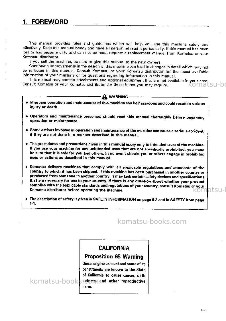 Komatsu eg125bs-2jpn Operation manual cover Page 2 Komatsu eg125bs-2jpn Operation manual cover Page 2