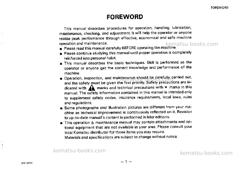 Komatsu d155a-2jpn Operation manual cover Page 2 Komatsu d155a-2jpn Operation manual cover Page 2