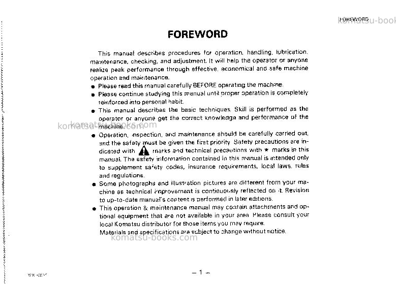 Komatsu d155a-2jpn Operation manual cover Page 2 Komatsu d155a-2jpn Operation manual cover Page 2