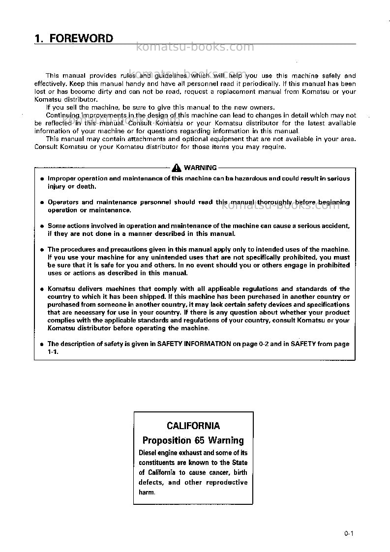 Komatsu jv25dw-2jpn Operation manual cover Page 2 Komatsu jv25dw-2jpn Operation manual cover Page 2