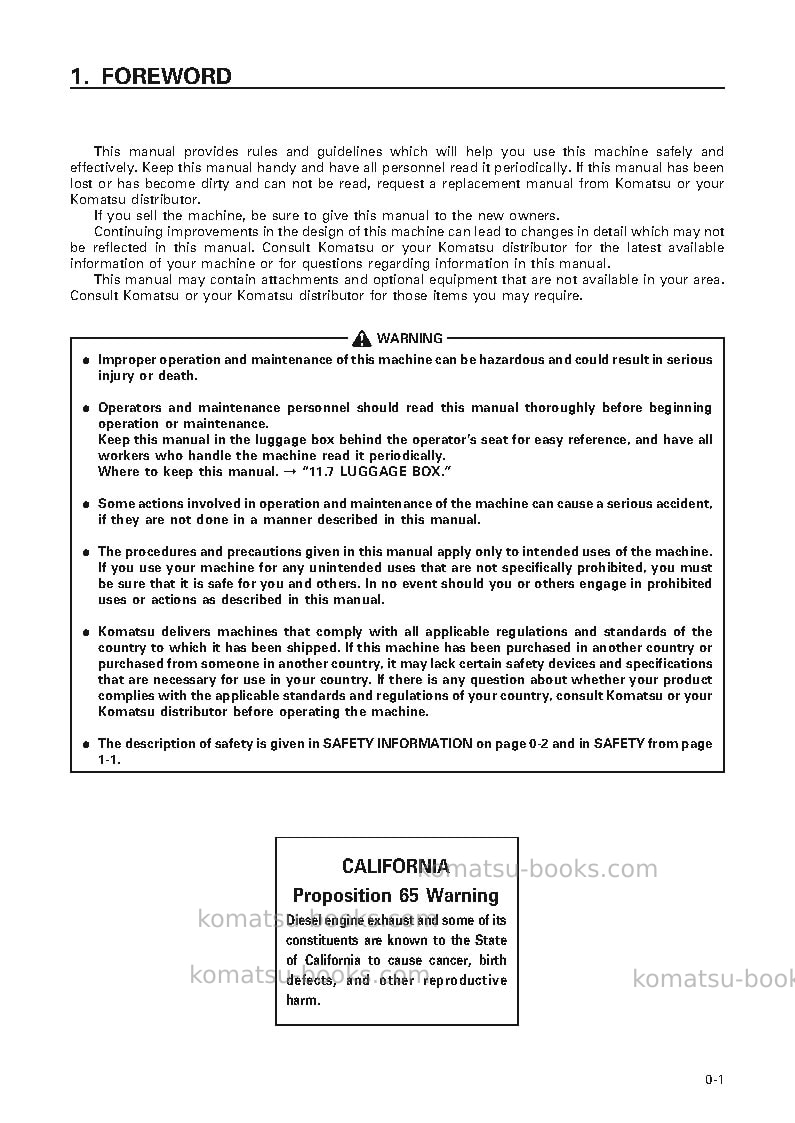 Komatsu pc1100-6jpn Operation manual cover Page 2 Komatsu pc1100-6jpn Operation manual cover Page 2