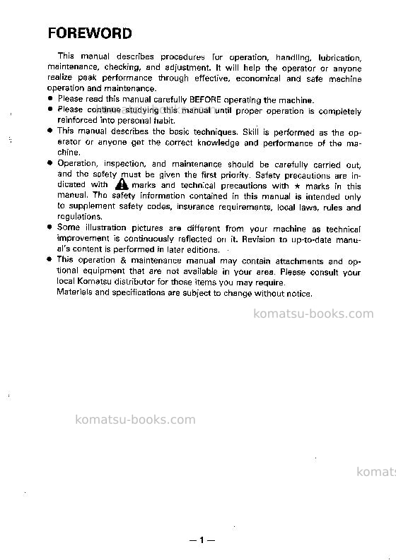 Komatsu d375a-2jpn Operation manual cover Page 2 Komatsu d375a-2jpn Operation manual cover Page 2