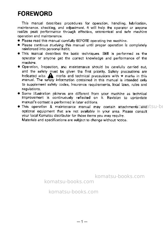Komatsu pc60-6jpn Operation manual cover Page 2 Komatsu pc60-6jpn Operation manual cover Page 2