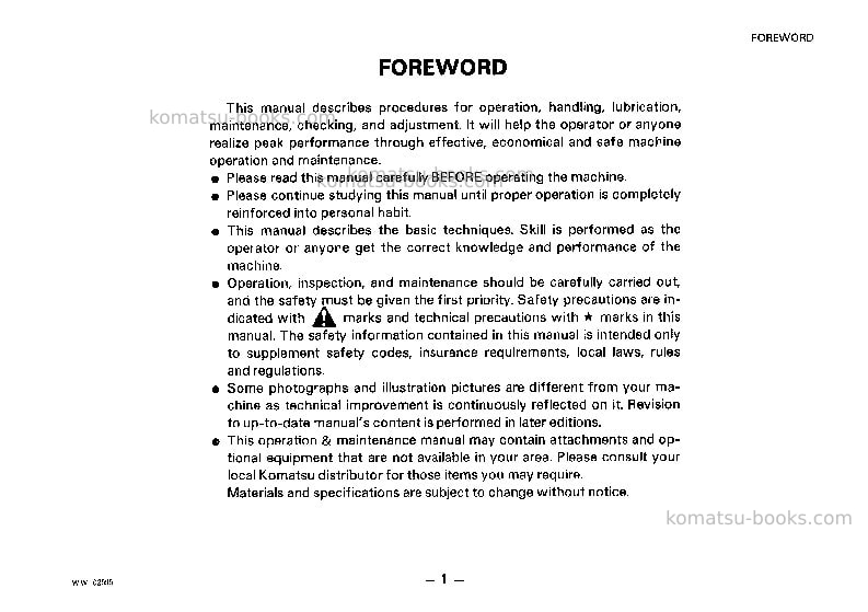 Komatsu pc120-3jpn Operation manual cover Page 2 Komatsu pc120-3jpn Operation manual cover Page 2