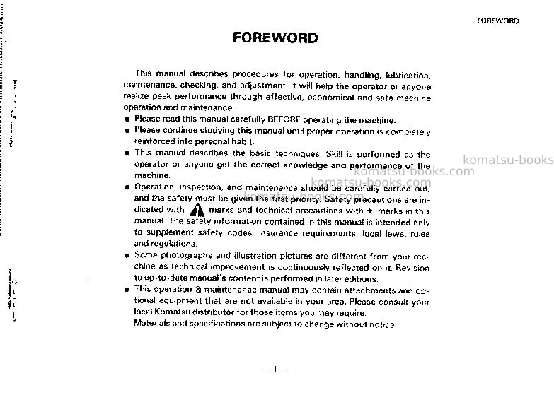 Komatsu pc650-3jpn Operation manual cover Page 2 Komatsu pc650-3jpn Operation manual cover Page 2
