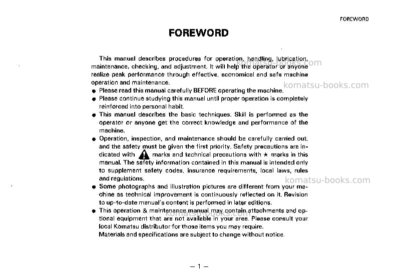 Komatsu pc650-3jpn Operation manual cover Page 2 Komatsu pc650-3jpn Operation manual cover Page 2