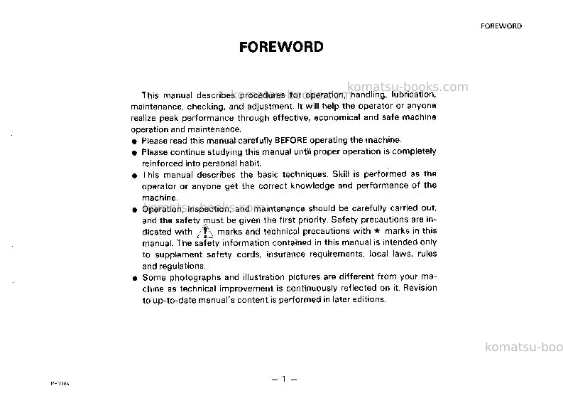Komatsu pc05-5jpn Operation manual cover Page 2 Komatsu pc05-5jpn Operation manual cover Page 2
