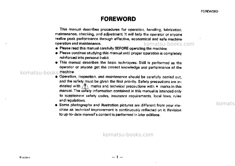 Komatsu pc05-5jpn Operation manual cover Page 2 Komatsu pc05-5jpn Operation manual cover Page 2