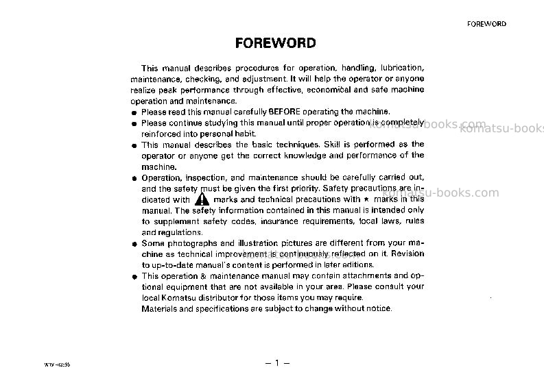 Komatsu pc05-6jpn Operation manual cover Page 2 Komatsu pc05-6jpn Operation manual cover Page 2