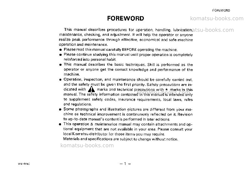 Komatsu pc10-6jpn Operation manual cover Page 2 Komatsu pc10-6jpn Operation manual cover Page 2