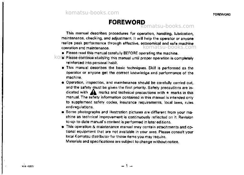 Komatsu pc50uu-1jpn Operation manual cover Page 2 Komatsu pc50uu-1jpn Operation manual cover Page 2