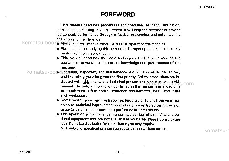 Komatsu pc80lc-3jpn Operation manual cover Page 2
