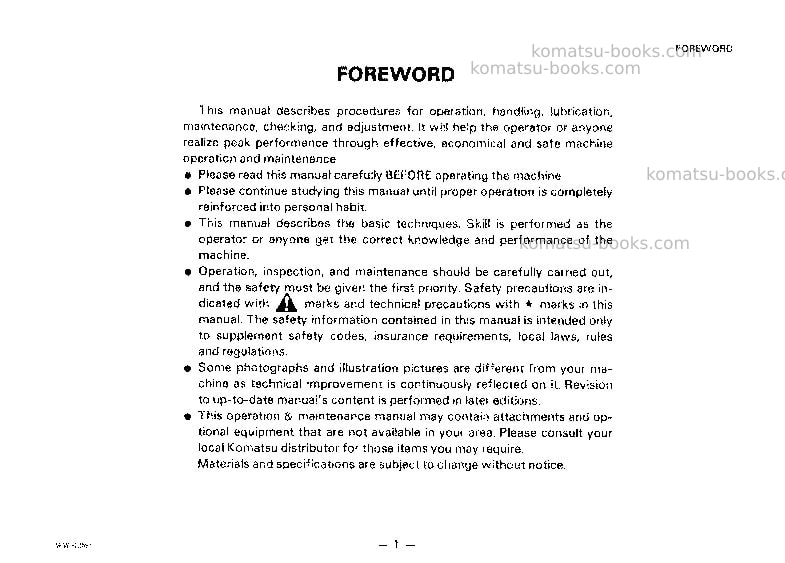Komatsu pc40-6jpn Operation manual cover Page 2 Komatsu pc40-6jpn Operation manual cover Page 2