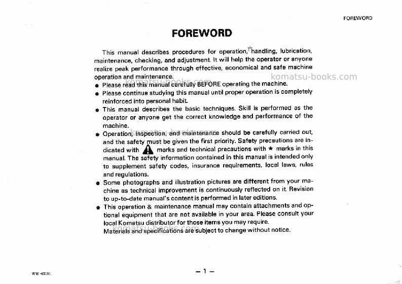 Komatsu pc40-6jpn Operation manual cover Page 2 Komatsu pc40-6jpn Operation manual cover Page 2