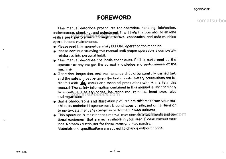 Komatsu pc30-6jpn Operation manual cover Page 2 Komatsu pc30-6jpn Operation manual cover Page 2