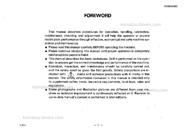 Komatsu gd705a-4jpn-for usa Operation manual cover Page 2
