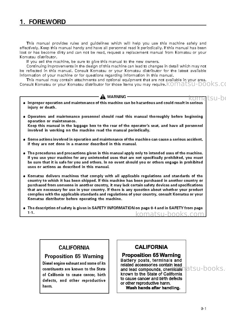 Komatsu pc100l-6jpn Operation manual cover Page 2 Komatsu pc100l-6jpn Operation manual cover Page 2