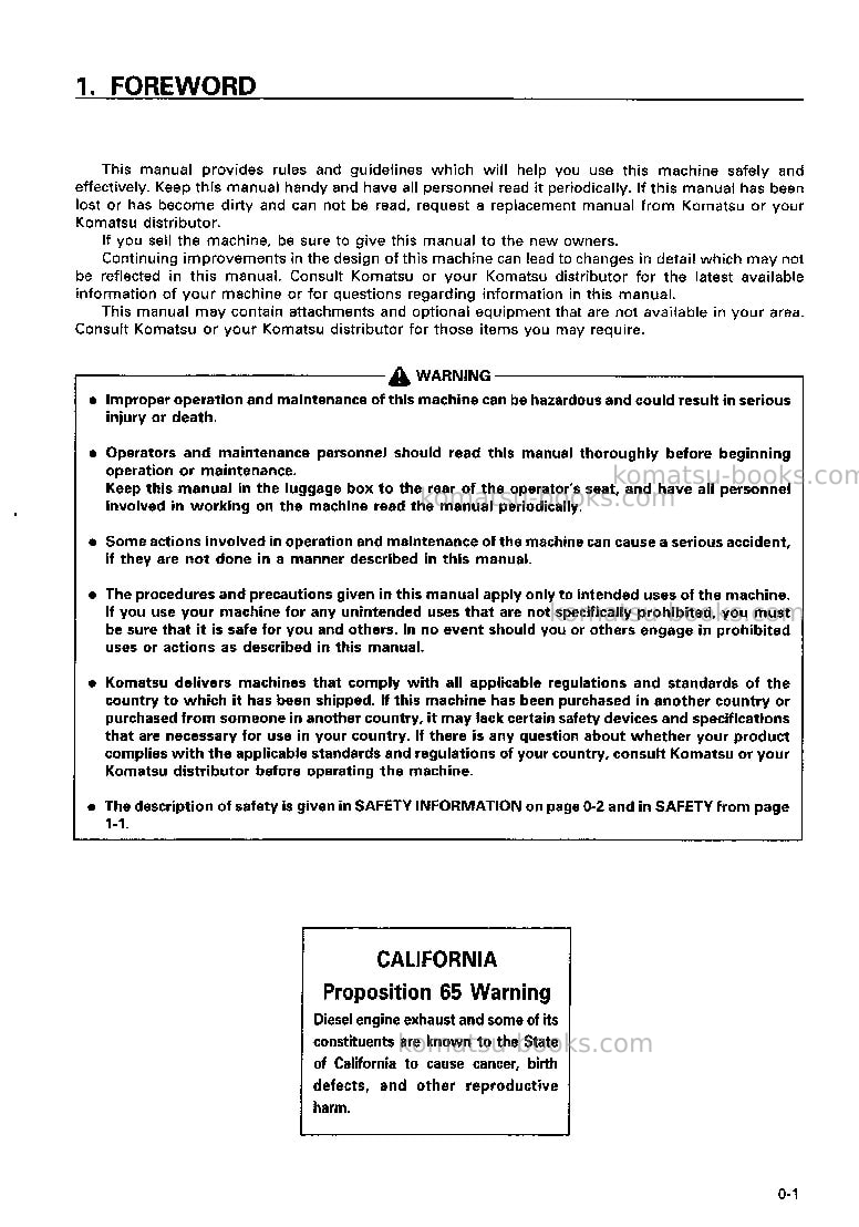 Komatsu pc200-6jpn Operation manual cover Page 2 Komatsu pc200-6jpn Operation manual cover Page 2