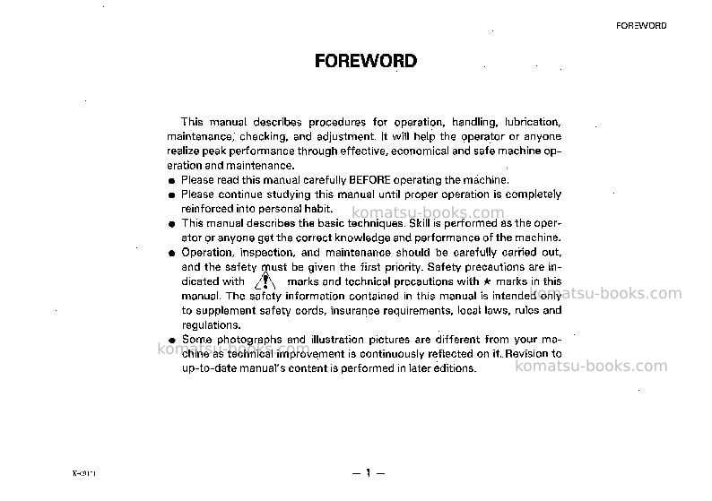 Komatsu gd655a-3jpn Operation manual cover Page 2 Komatsu gd655a-3jpn Operation manual cover Page 2