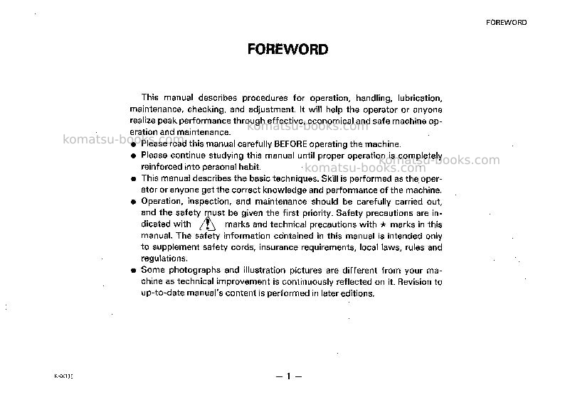 Komatsu gd655a-3jpn-for usa Operation manual cover Page 2 Komatsu gd655a-3jpn-for usa Operation manual cover Page 2