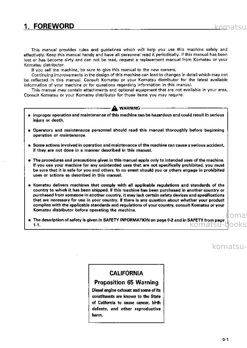 Komatsu pc250-6jpn Operation manual cover Page 2 Komatsu pc250-6jpn Operation manual cover Page 2