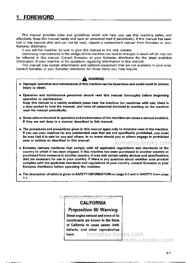 Komatsu d155a-3jpn Operation manual cover Page 2 Komatsu d155a-3jpn Operation manual cover Page 2