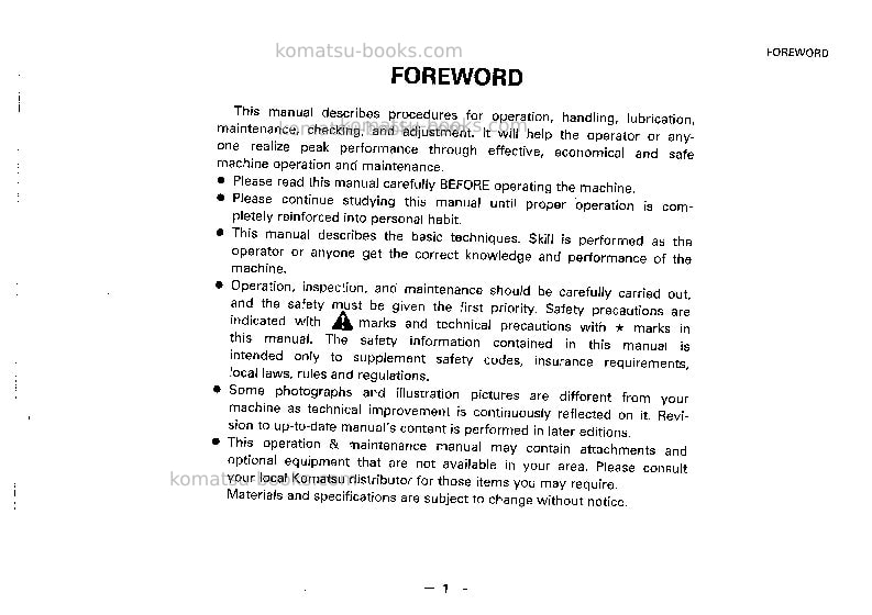 Komatsu jv40cr-2jpn Operation manual cover Page 2 Komatsu jv40cr-2jpn Operation manual cover Page 2