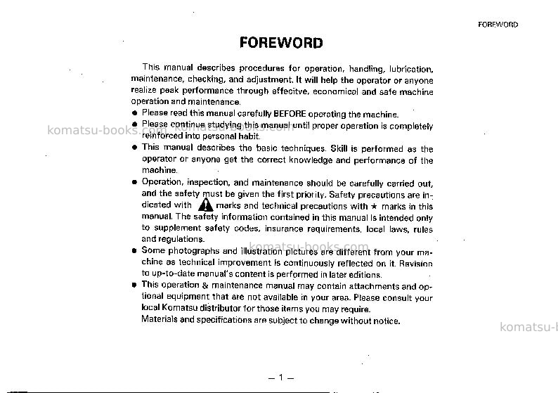 Komatsu gs360-2jpn Operation manual cover Page 2 Komatsu gs360-2jpn Operation manual cover Page 2