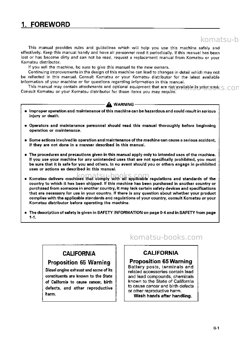Komatsu hd405-6jpn Operation manual cover Page 2