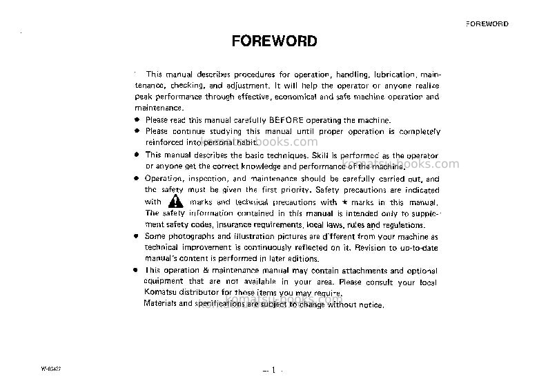 Komatsu ws16s-3jpn Operation manual cover Page 2 Komatsu ws16s-3jpn Operation manual cover Page 2