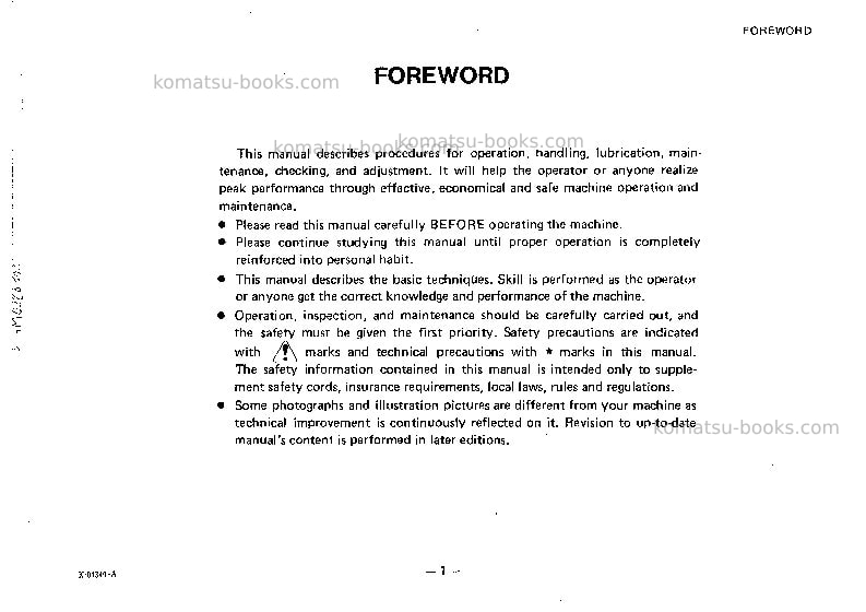 Komatsu ws16s-2jpn Operation manual cover Page 2 Komatsu ws16s-2jpn Operation manual cover Page 2