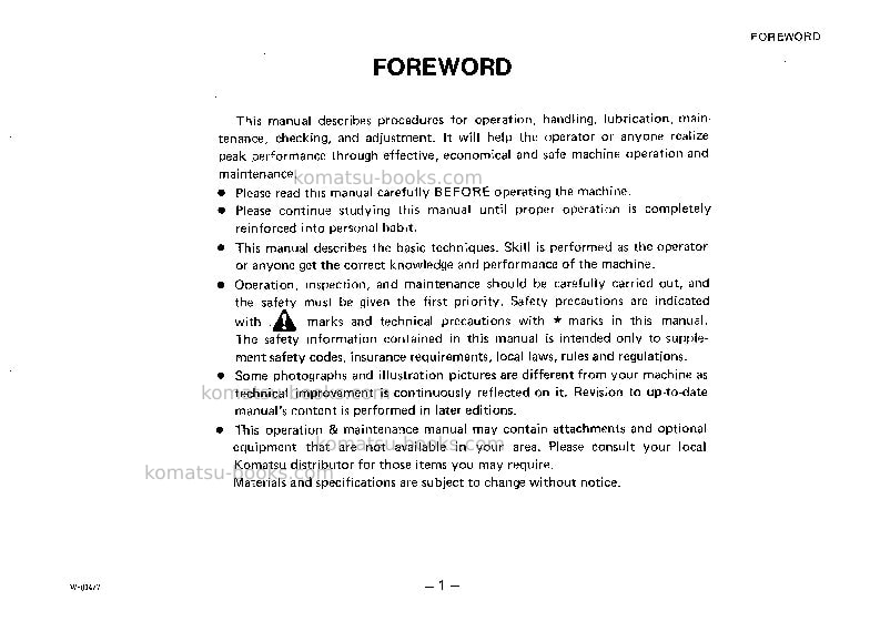 Komatsu ws23s-2jpn Operation manual cover Page 2 Komatsu ws23s-2jpn Operation manual cover Page 2