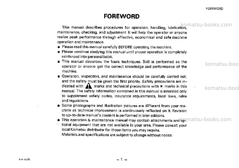 Komatsu gd725a-1jpn Operation manual cover Page 2 Komatsu gd725a-1jpn Operation manual cover Page 2
