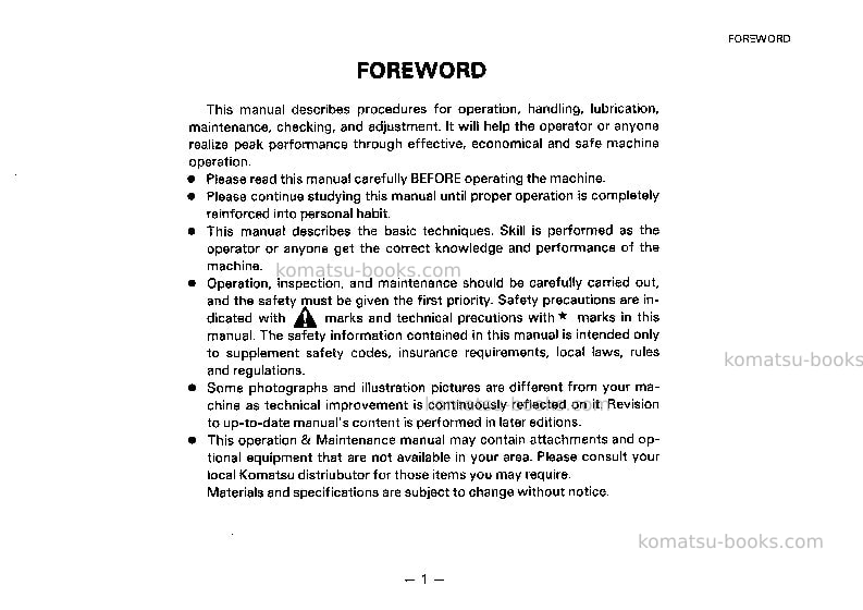 Komatsu gd313a-1jpn Operation manual cover Page 2 Komatsu gd313a-1jpn Operation manual cover Page 2