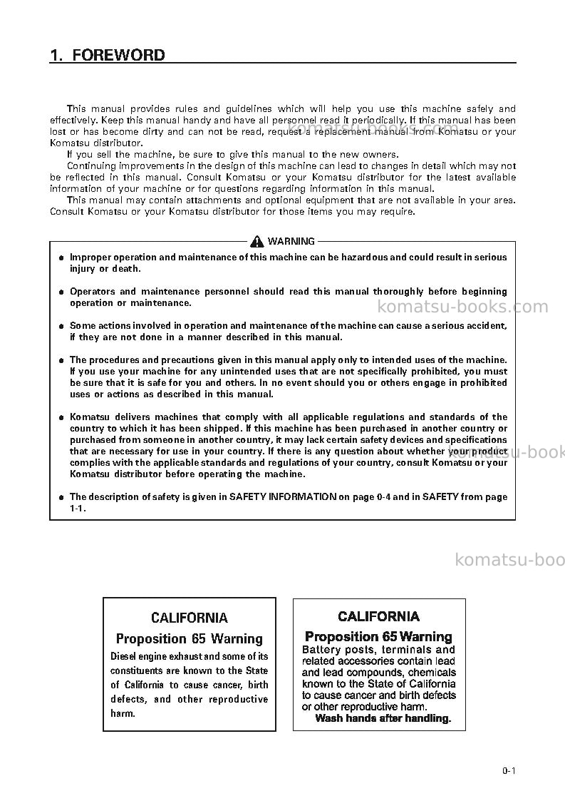 Komatsu wd500-3jpn Operation manual cover Page 2