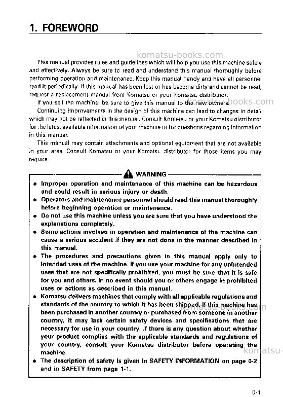 Komatsu pc03-2jpn Operation manual cover Page 2 Komatsu pc03-2jpn Operation manual cover Page 2