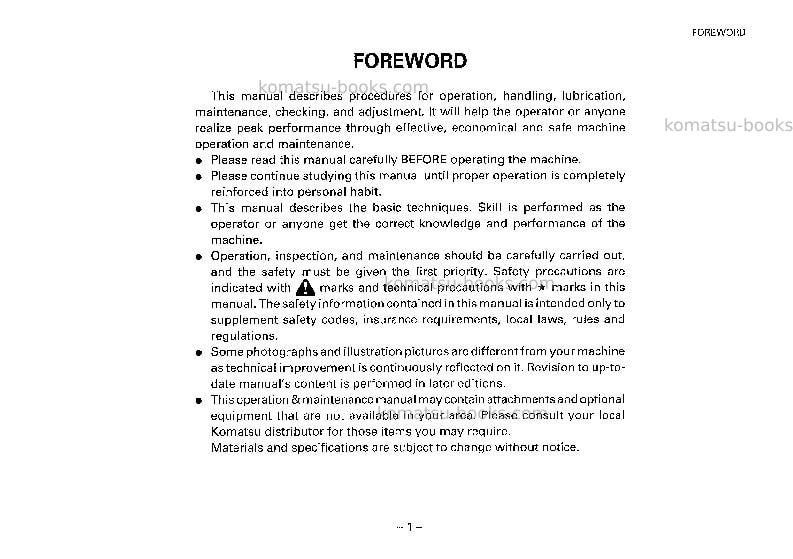 Komatsu wa450-1jpn-logging Operation manual cover Page 2 Komatsu wa450-1jpn-logging Operation manual cover Page 2